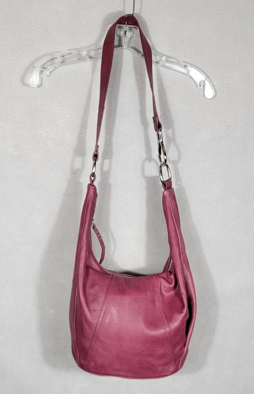 HOBO International Leather Shoulder Bag Berry Magenta Slouchy Purse